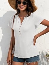 Camisa con estampado bohemio de resort, top de punto con botones lisos